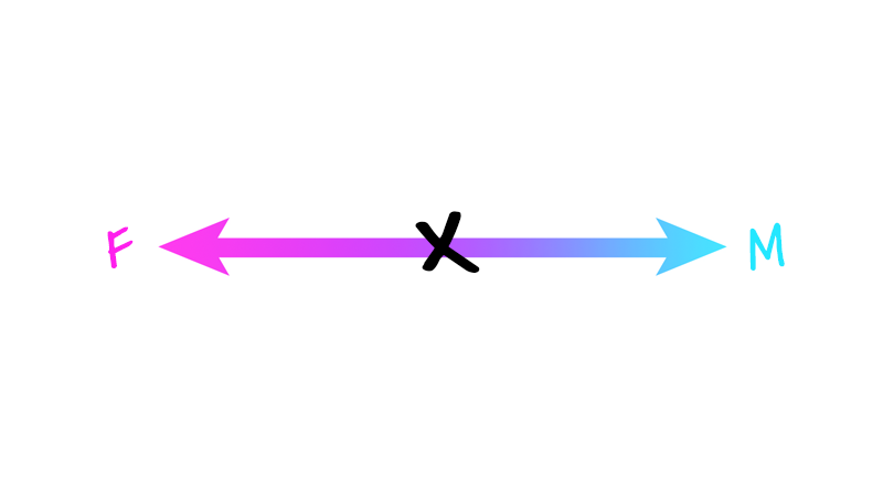 The "F" to "M" spectrum with one X plotted in the middle